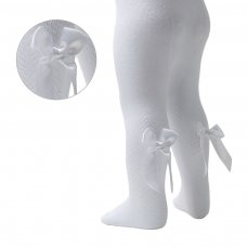 T170-W: White Chevron Tights w/Long Bow (2-5 Years)